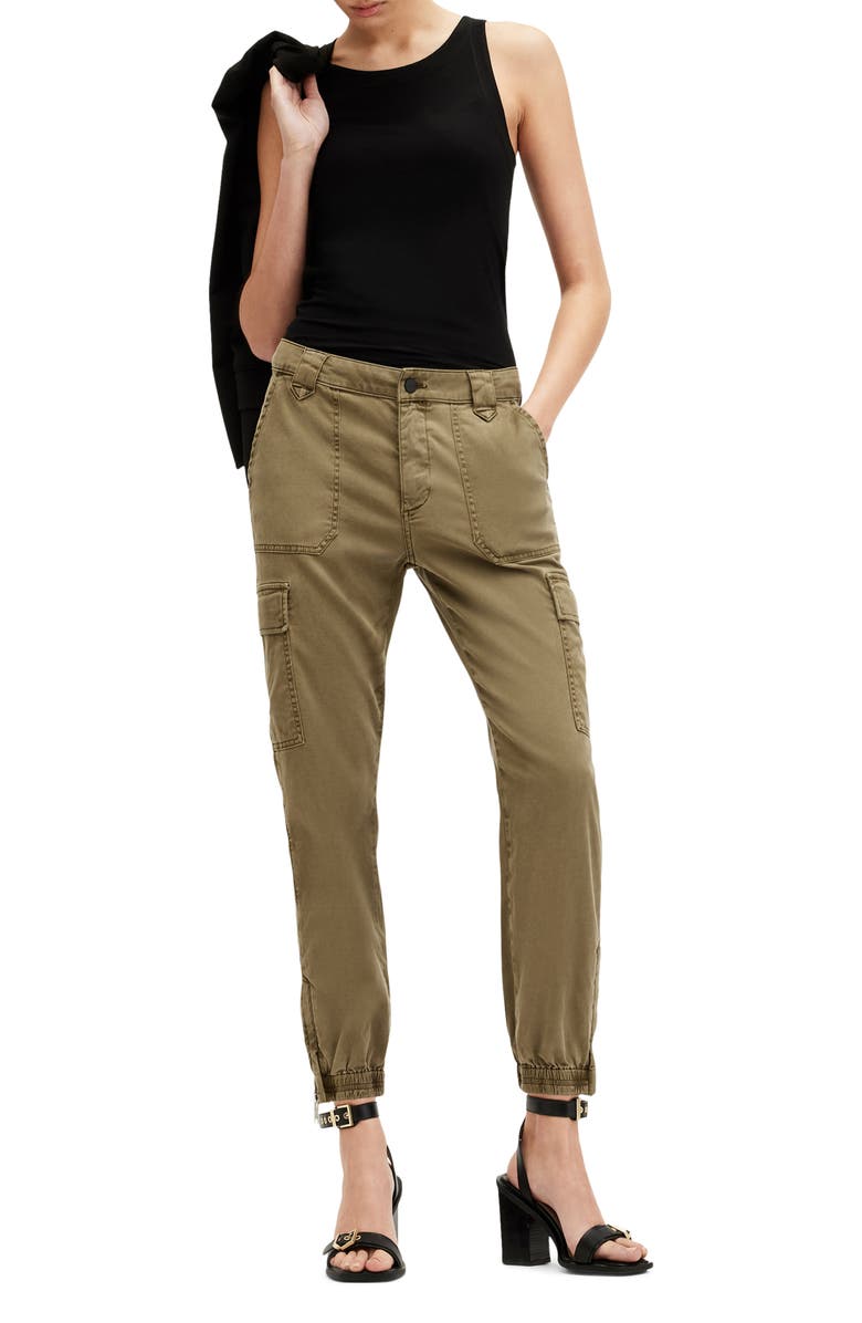 AllSaints Nola Slim Fit Cargo Pants, Alternate, color, Dark Khaki Green
