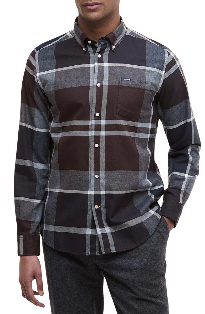 Barbour Dunoon Plaid Slim Fit Button-Down Shirt, Main, color, Midnight Oak Tartan