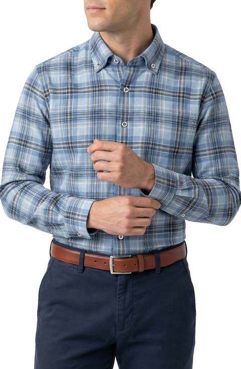 Herringbone Twill Cotton Button Down Shirt
