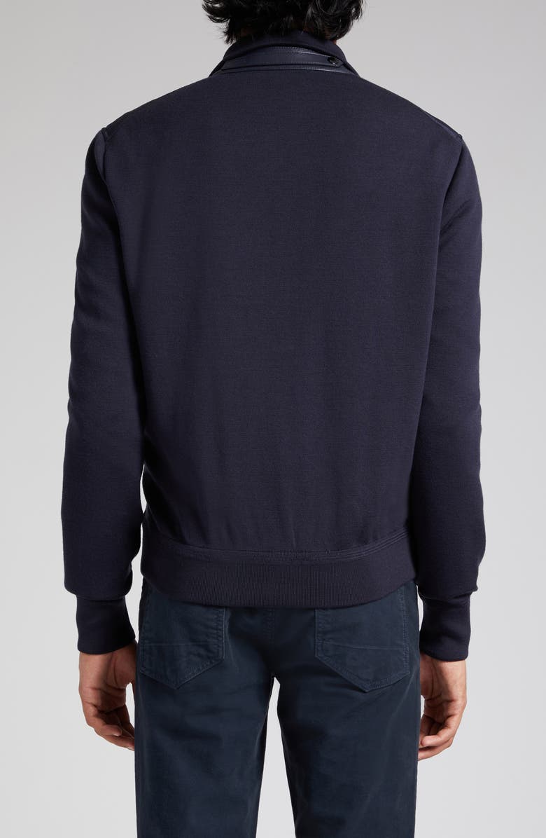 TOM FORD Mixed Media Funnel Neck Zip Sweater, Alternate, color, Blue