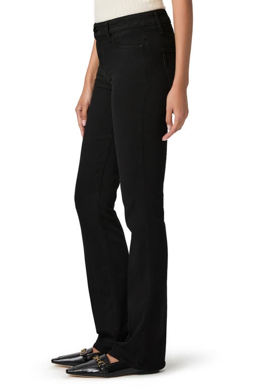 Paige Manhattan Mid Rise Slim Bootcut Jeans In Black Shadow In Black