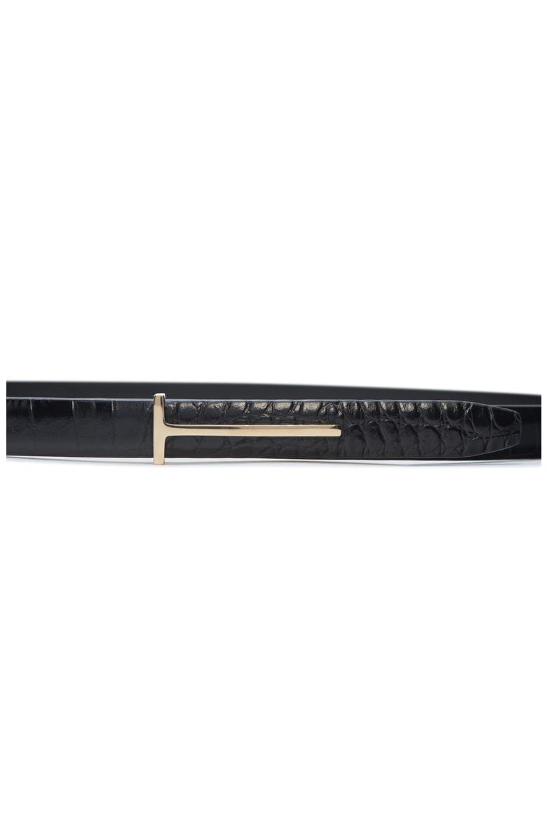 Slim T Leather Belt, Alternate, color, BLACK