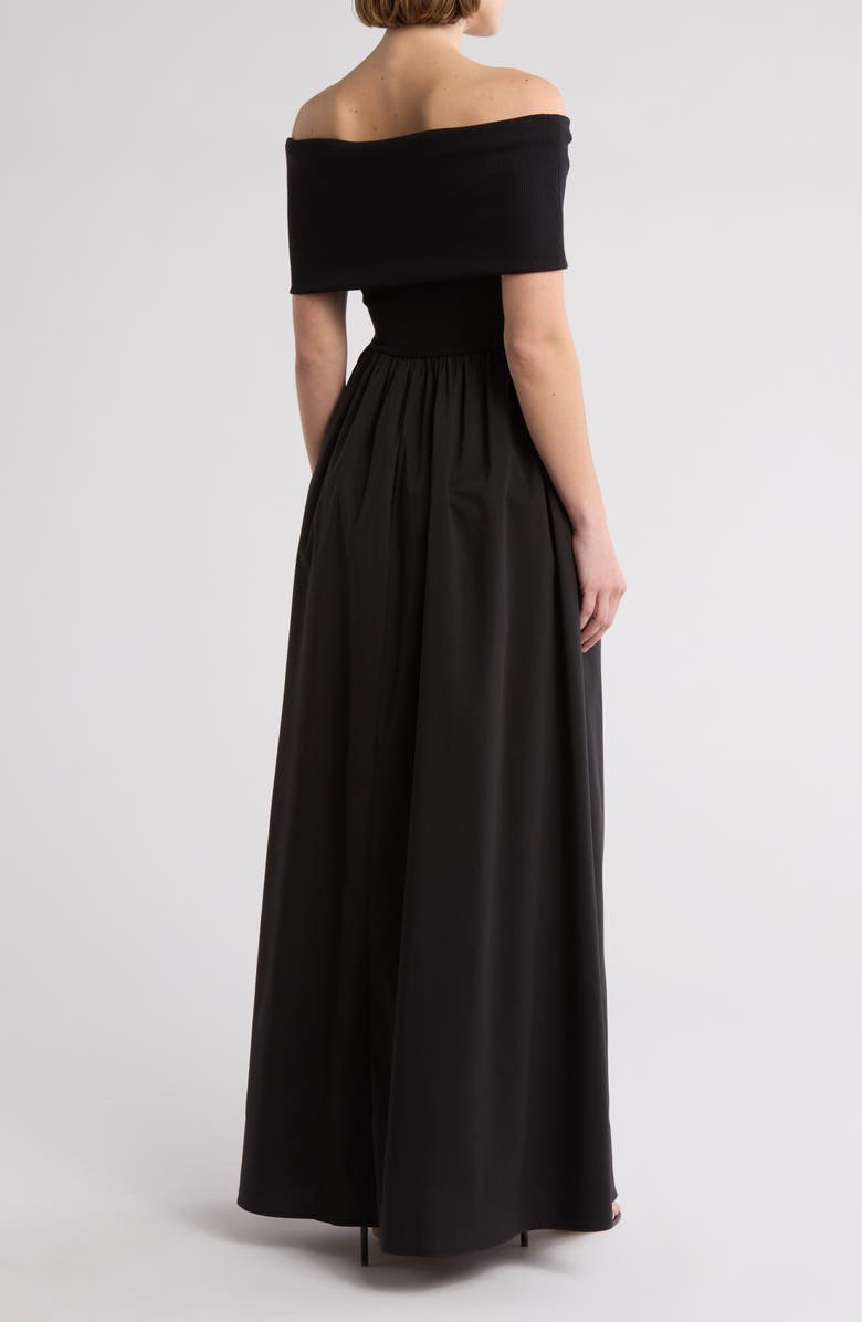 Love By Design Monet Off-the-Shoulder Mixed Media Maxi Dress, Alternate, color, Black