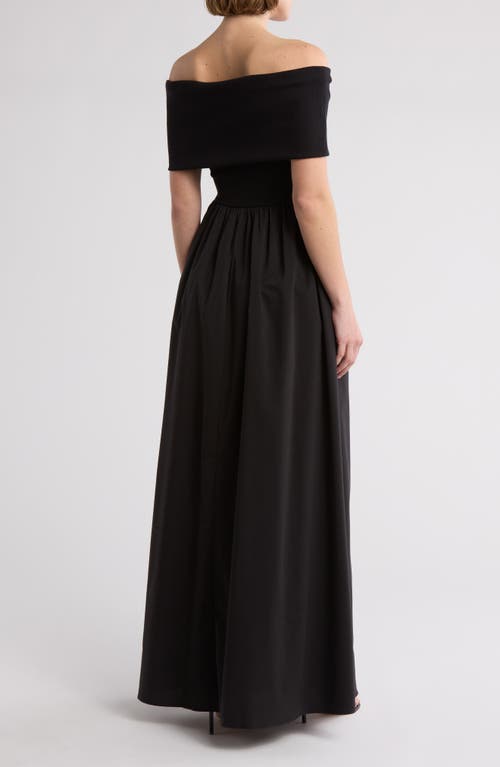 By Design Monet Off-the-shoulder Mixed Media Maxi Dress In Black