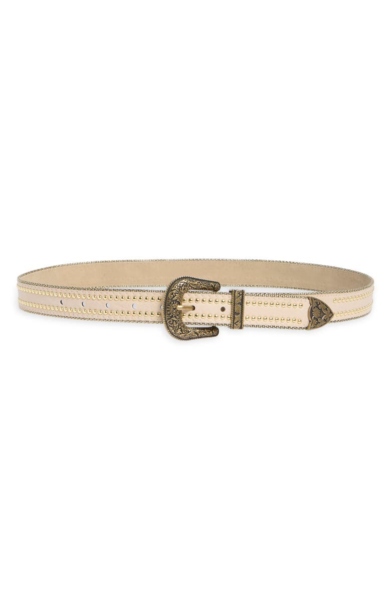Vince Camuto Studded Western Buckle Belt, Main, color, Parchment