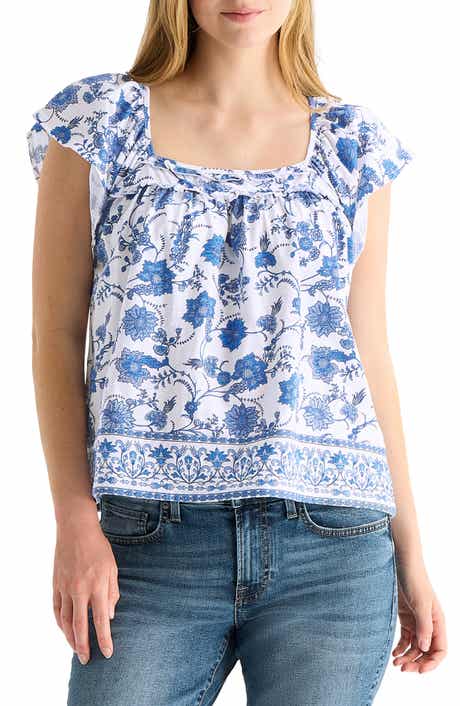 Lucky Brand Mix Media Ruffle Top