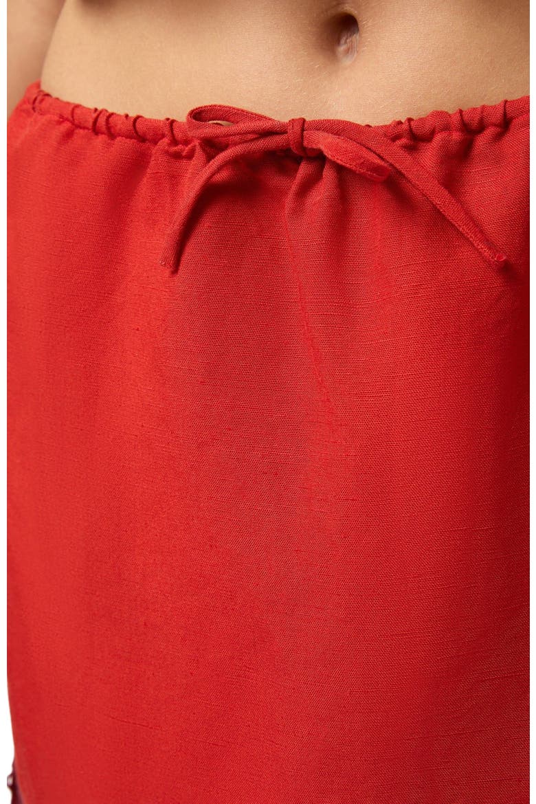 Air Linen Scallop Mini Skirt, Alternate, color, DARK RED