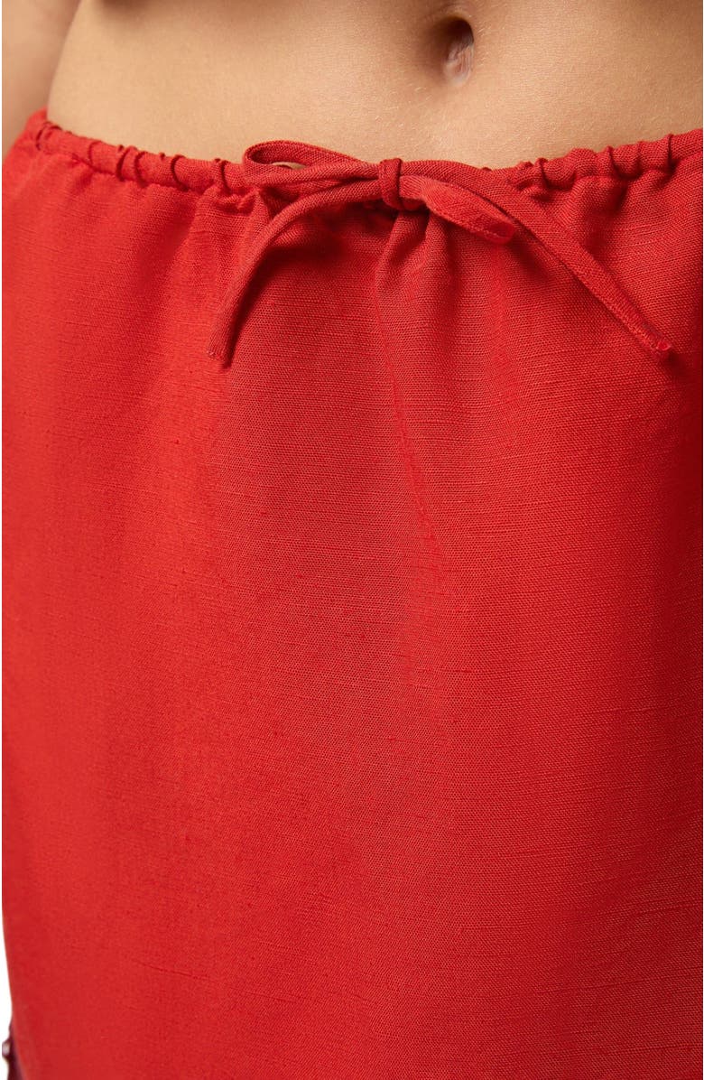 Onia Air Linen Scallop Mini Skirt, Alternate, color, Dark Red