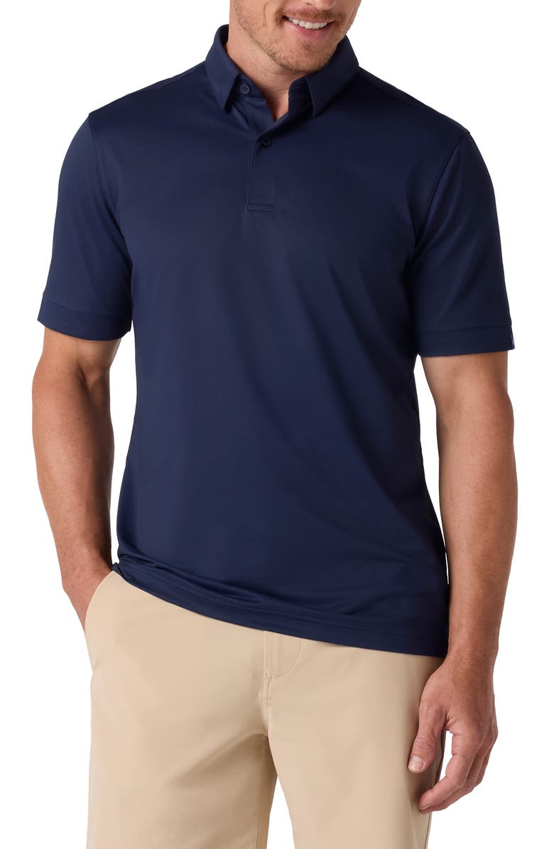 Mizzen+Main Halyard Trim Fit Print Polo, Main, color, Navy