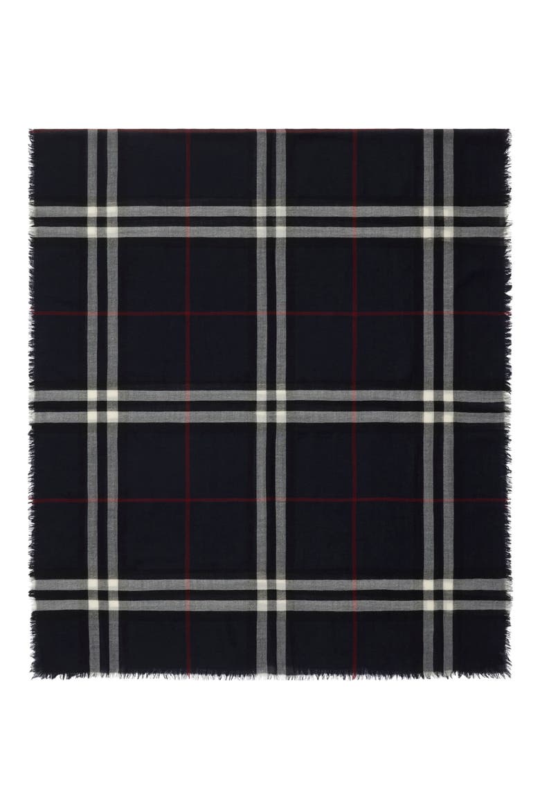 Giant Check Lightweight Wool Scarf, Main, color, INK BLUE