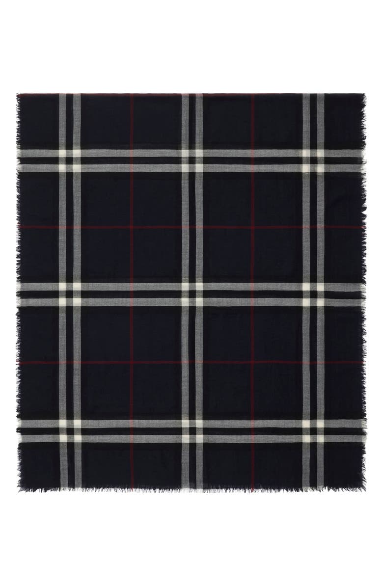Burberry Giant Check Lightweight Wool Scarf, Main, color, Ink Blue