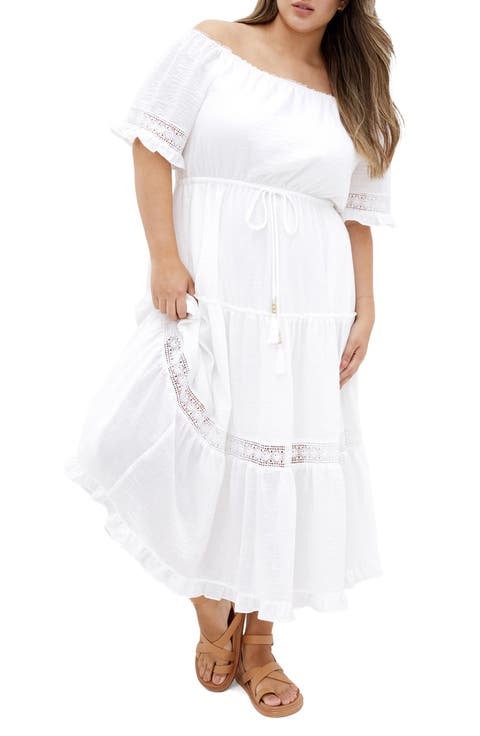 Angel Embroidery Detail Midi Dress (Plus)