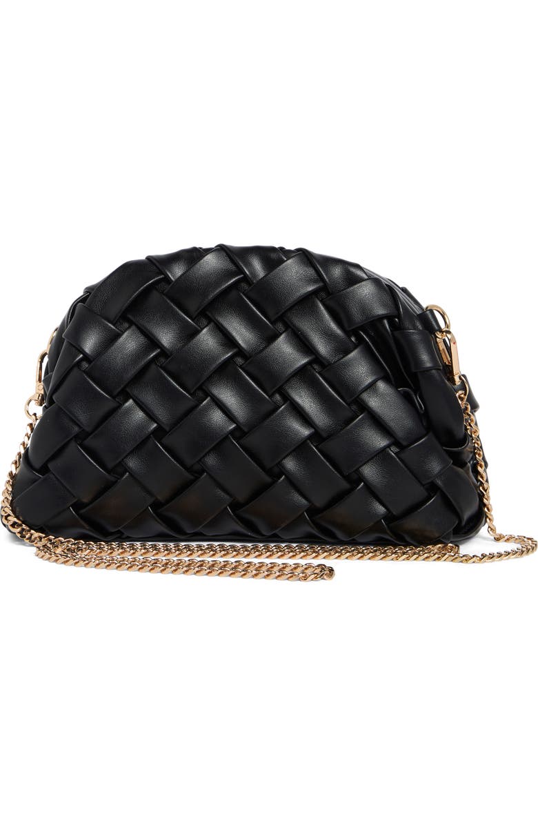 URBAN EXPRESSIONS HANDBAGS Woven Faux Leather Clutch, Alternate, color, Black