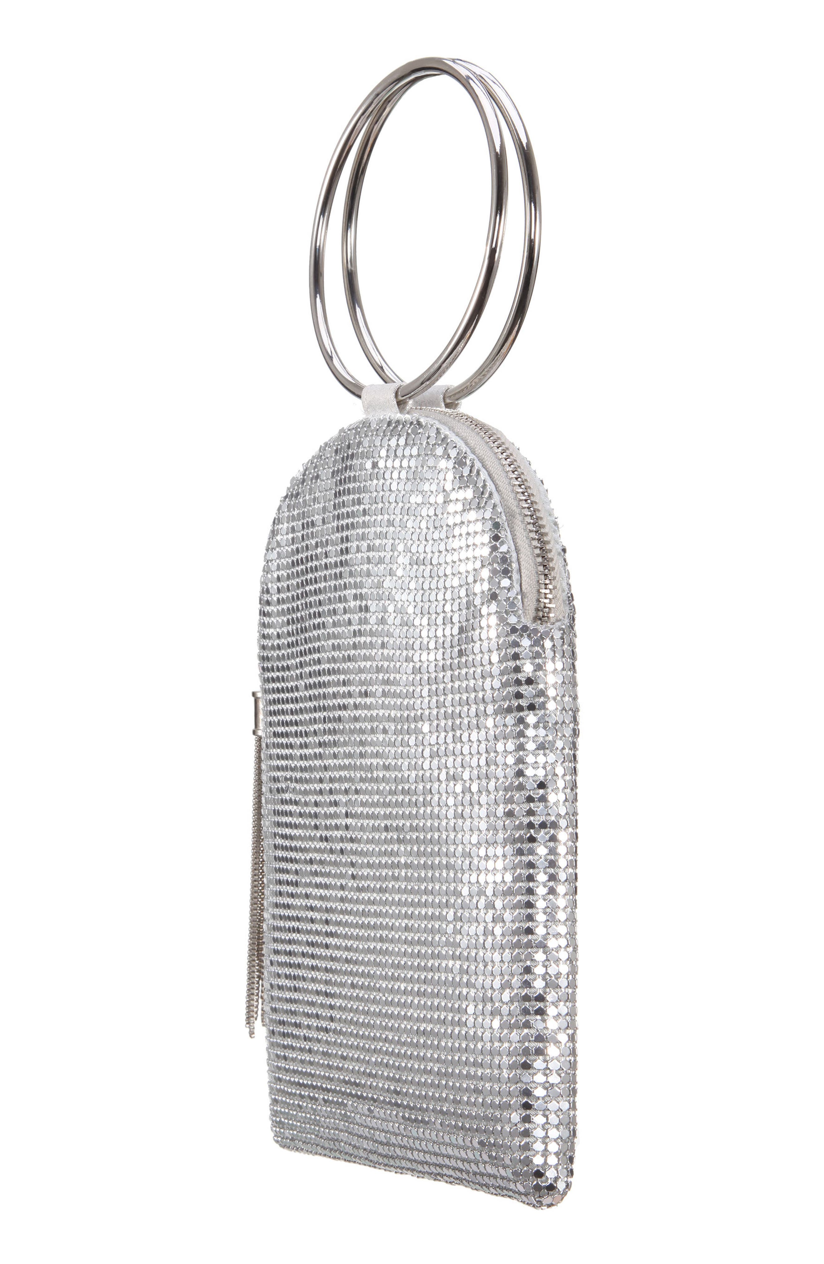 Nina Metallic Mesh Handbag, Alternate, color, 
