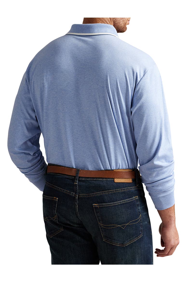 Big & Tall Long-Sleeve Polo Shirt, Alternate, color, ISLE HEATHER