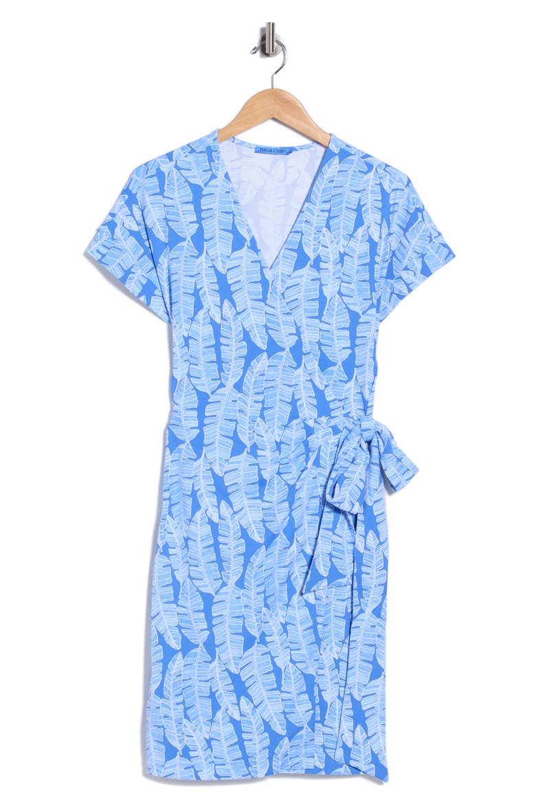 Soraya Wrap Dress, Alternate, color, BLUE/ OFF WHITE