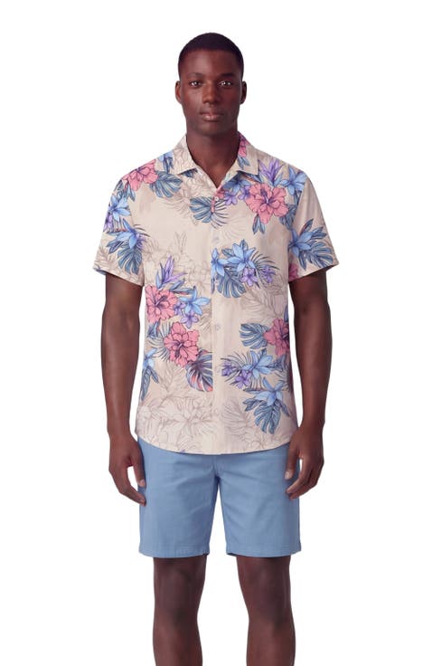 Exotic Floral Mens Linen Printed Shirt