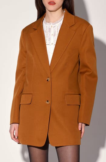 Walter Baker Kira Notch Lapel Oversized Blazer In Brown
