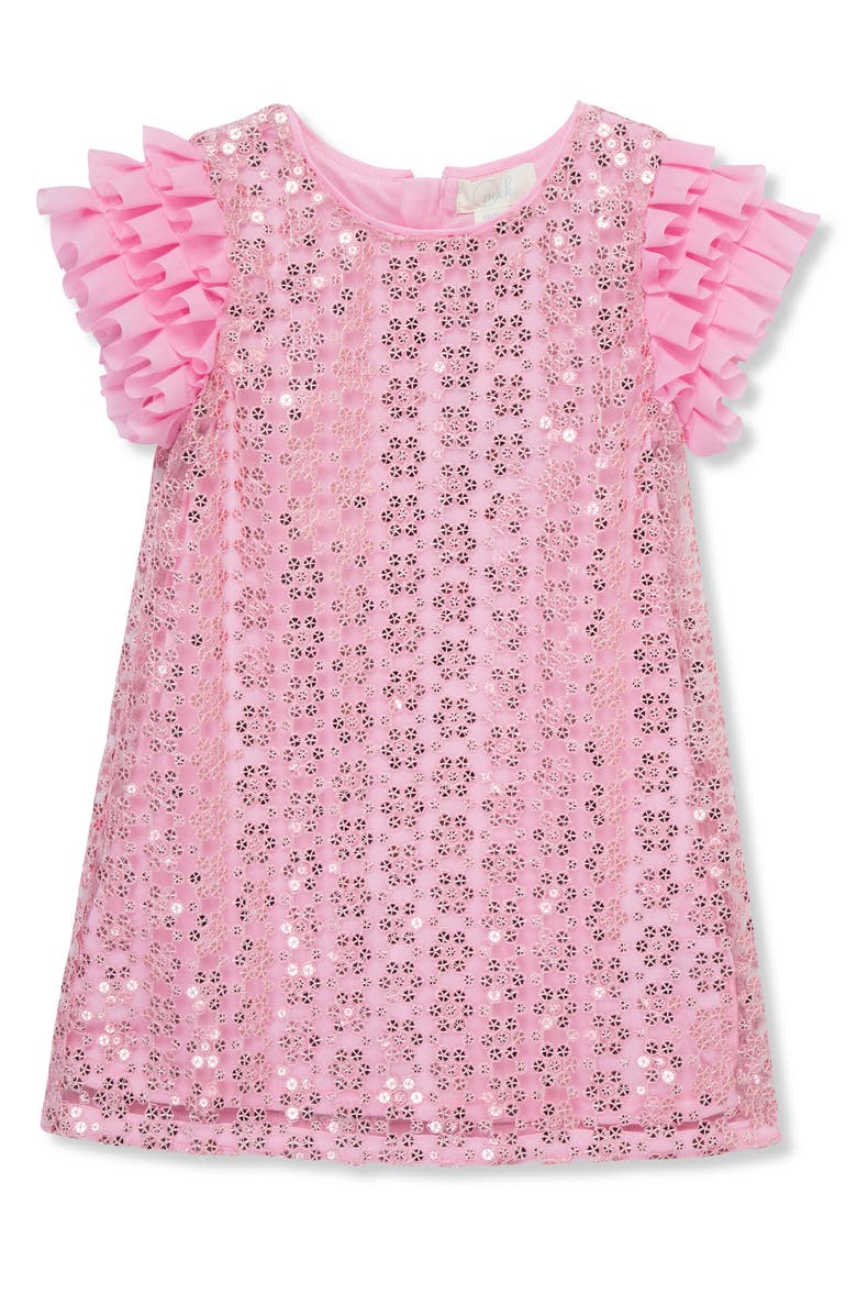 Peek Aren't You Curious Kids' Sequin Ruffle Sleeve Shift Dress, Main, color,