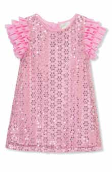 Peek Aren't You Curious Kids' Sequin Ruffle Sleeve Shift Dress