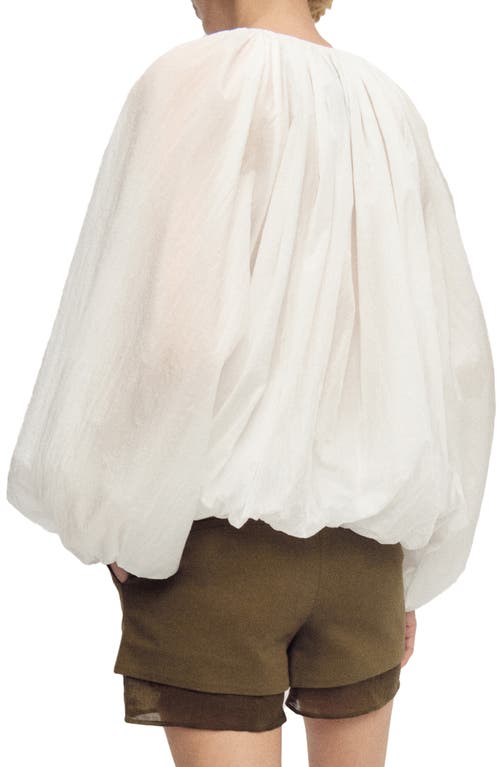 Mango Gathered Semisheer Zip Jacket In White