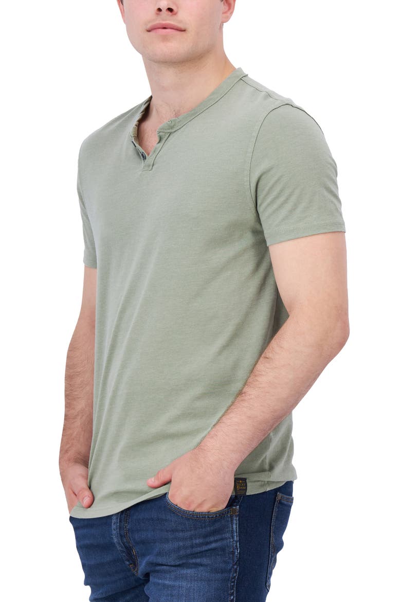 Button Notch Neck T-Shirt, Alternate, color, OIL GREEN