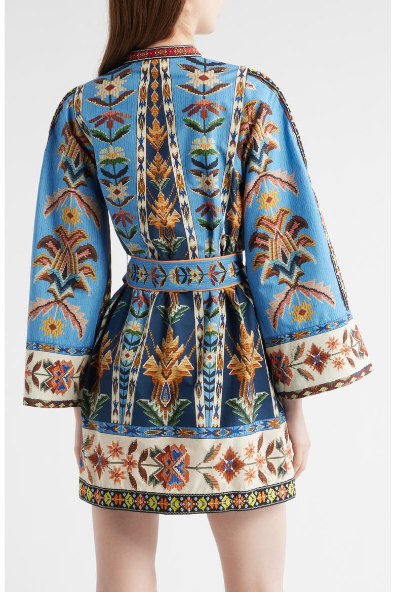 Embroidered Tapestry Long Sleeve Minidress, Alternate, color, BLUE