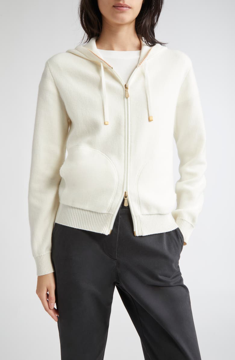 Eleventy Cashmere Blend Zip Hoodie, Main, color, 150 Cream