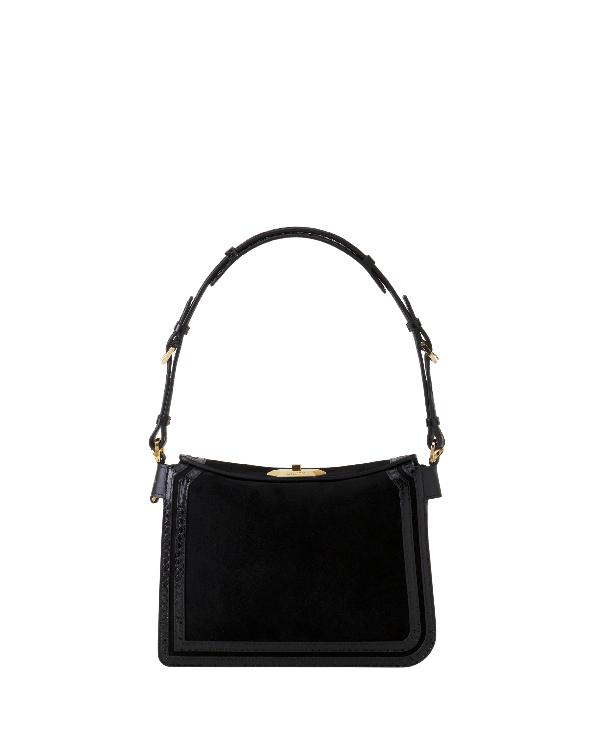 Lanvin Compagnon Small Asymmetrical Bag In Python Finishing, Main, color, Black/Black