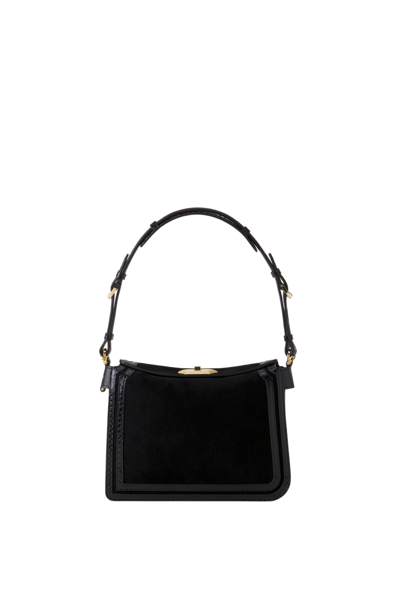 Lanvin Compagnon Small Asymmetrical Bag In Python Finishing, Main, color, Black/Black