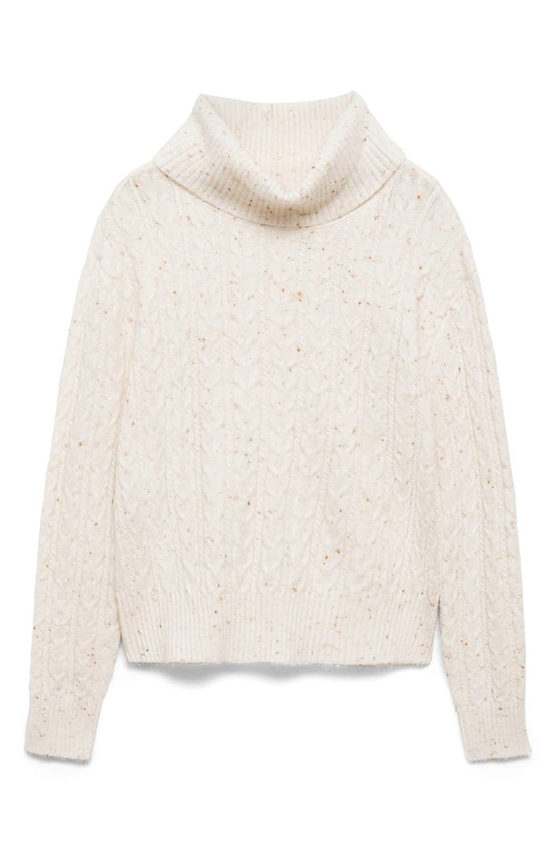 MANGO Twisted Cable Knit Donegal Turtleneck Sweater, Alternate, color, 