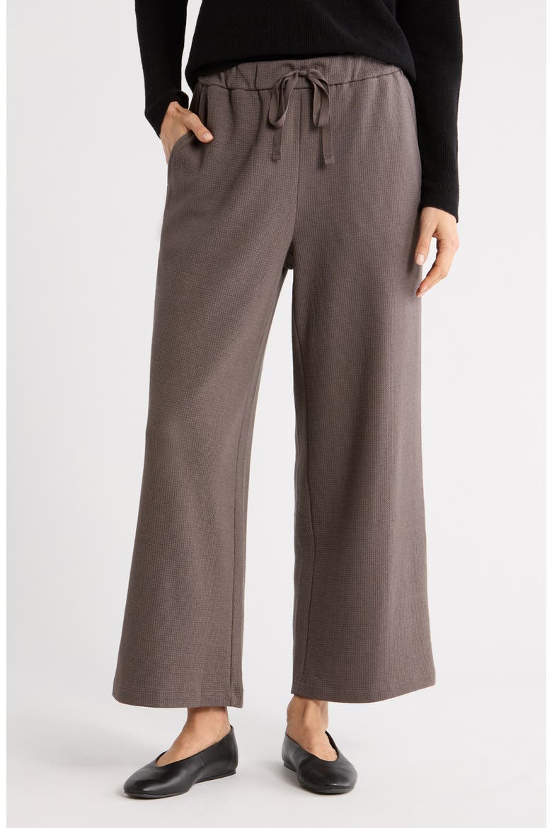 Organic Cotton Blend Ankle Wide Leg Drawstring Pants, Main, color, RYE