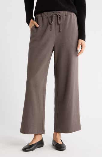 Organic Cotton Blend Ankle Wide Leg Drawstring Pants