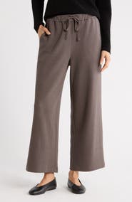 Eileen Fisher Organic Cotton Blend Ankle Wide Leg Drawstring Pants