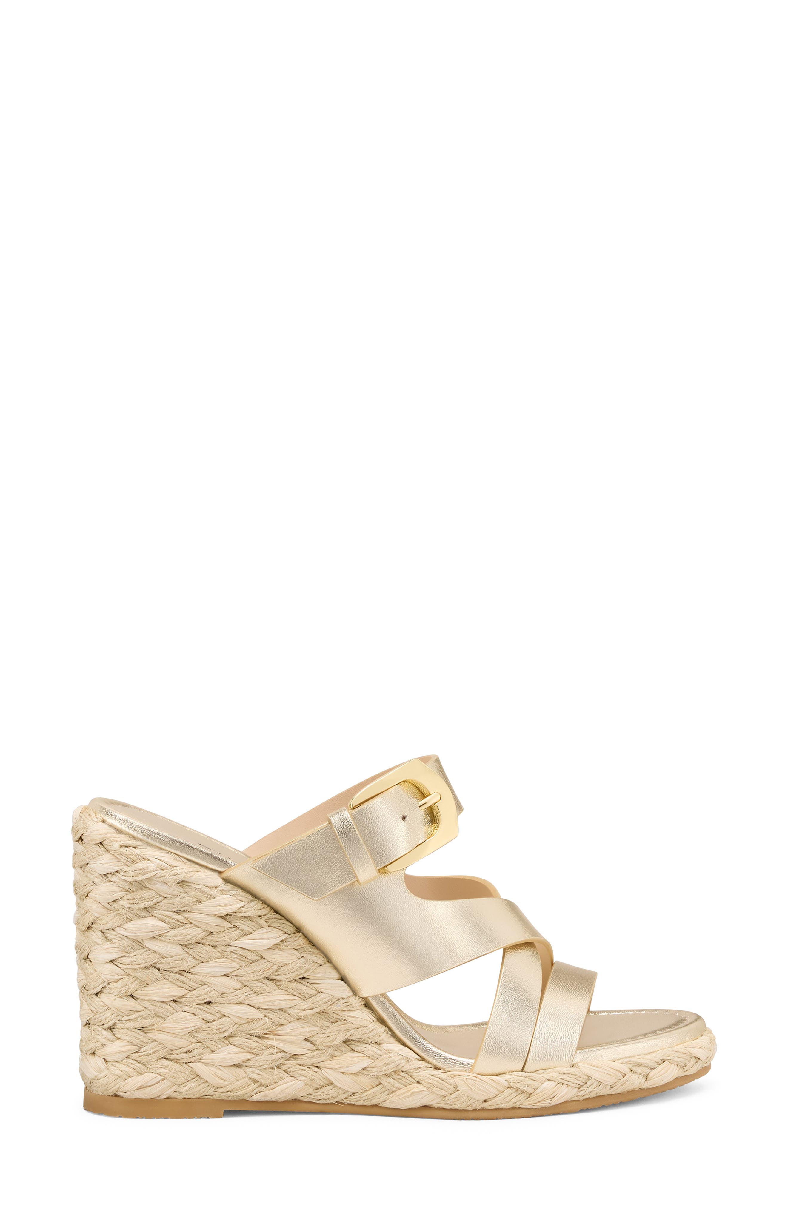 Stuart Weitzman Sai Wedge Sandal, Alternate, color, Light Gold