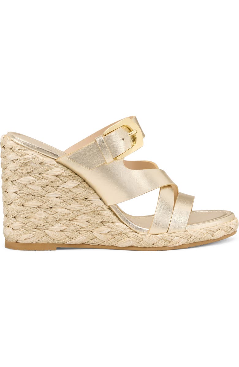 Stuart Weitzman Sai Wedge Sandal, Alternate, color, Light Gold