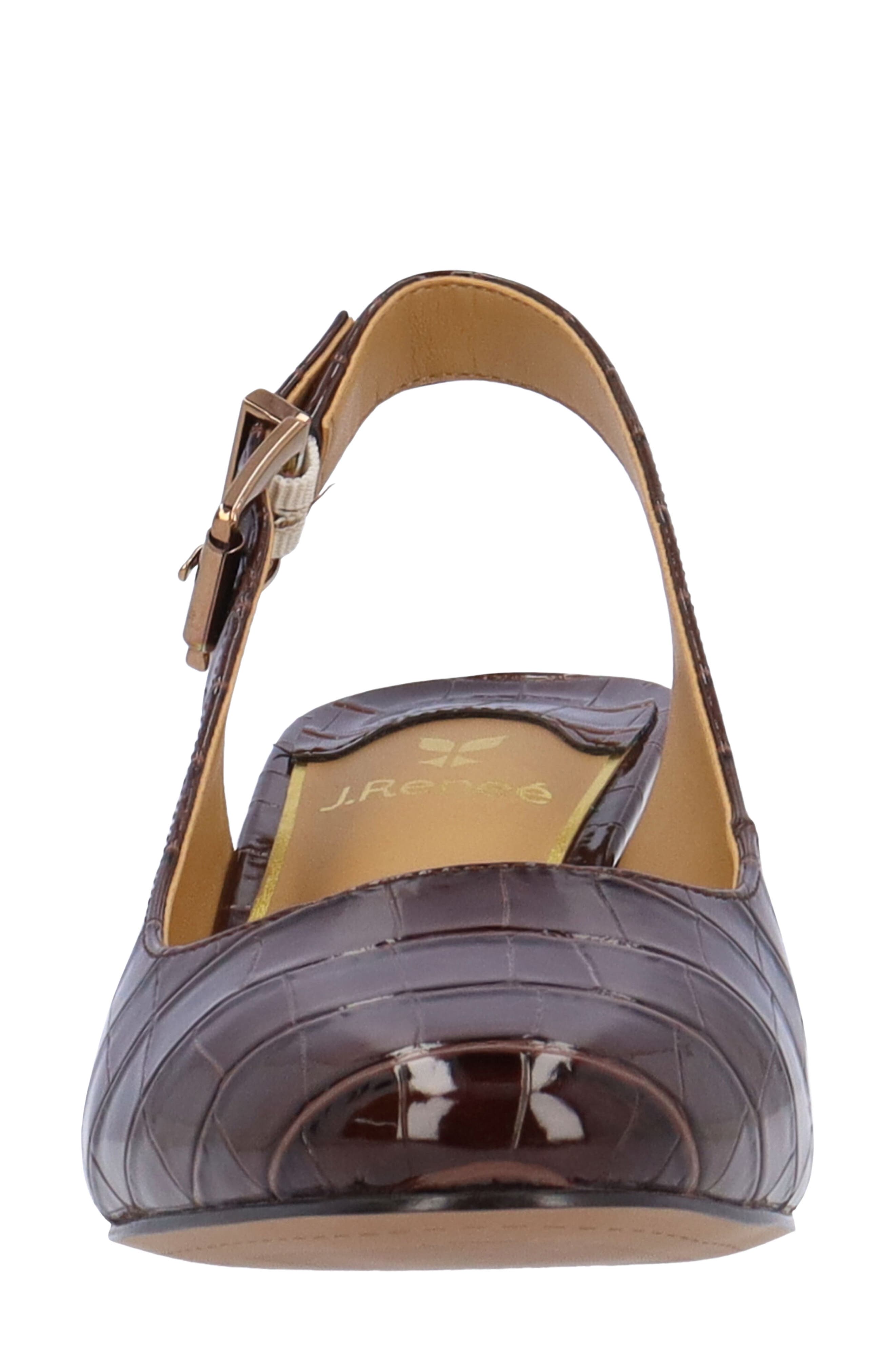 J. Reneé Malree Croc Embossed Slingback Pump, Alternate, color, Brown