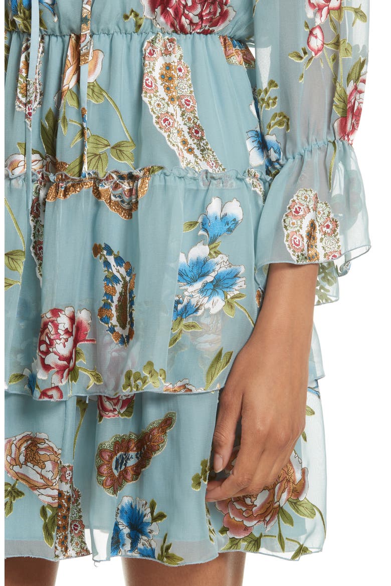 Waylon Off the Shoulder Blouson Dress, Alternate, color, ICY AQUA/ MULTI