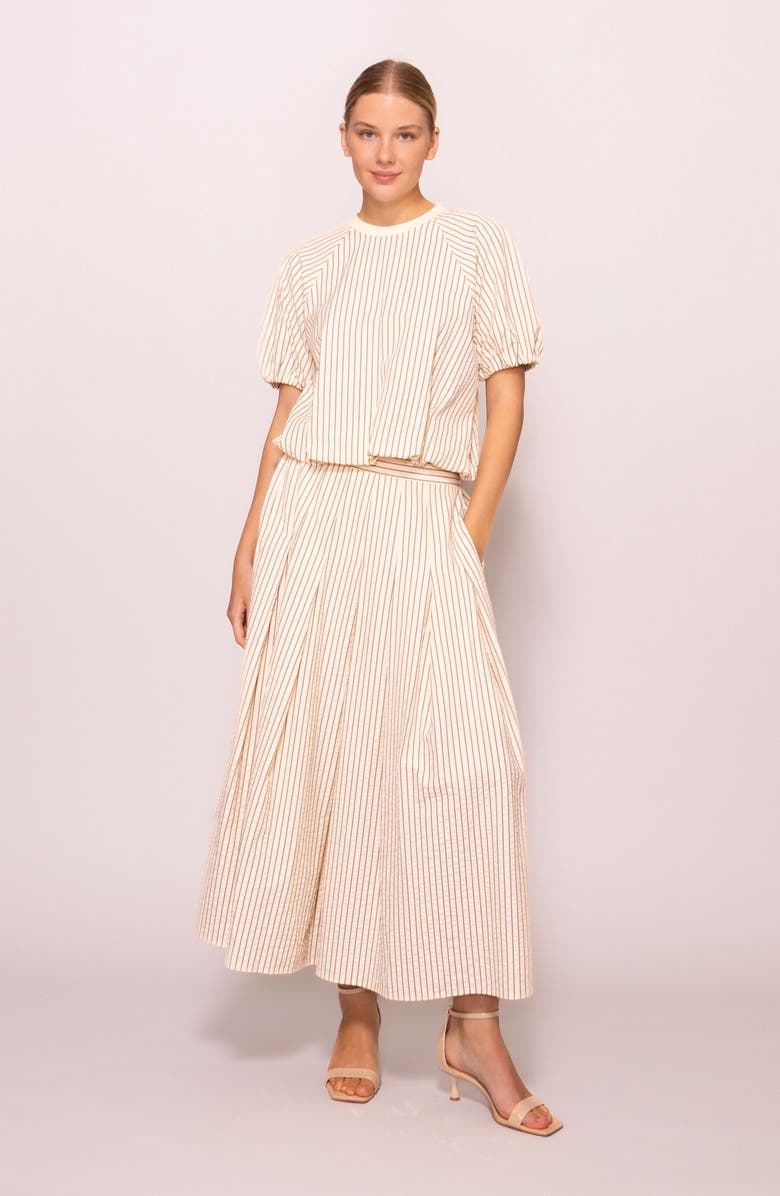 MELLODAY Stripe Puff Sleeve Top, Alternate, color, Cream Stripe