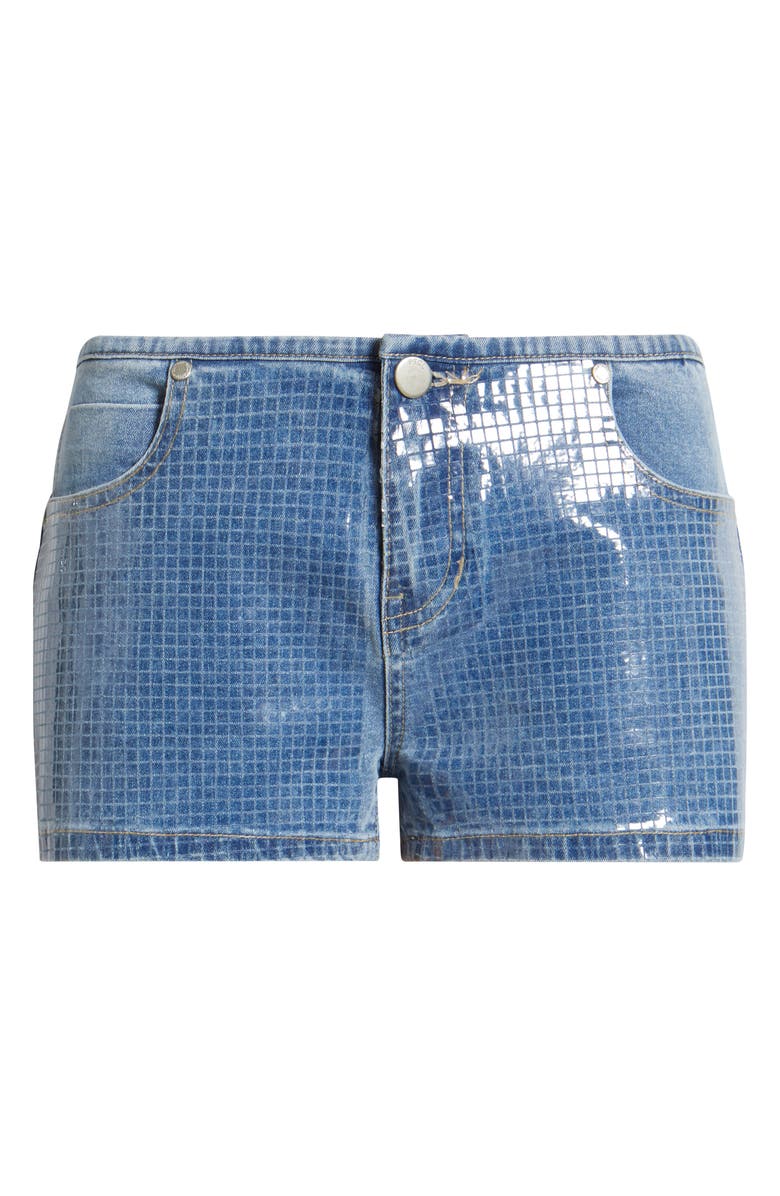 PTCL Chiara Low Rise Geo Coated Denim Shorts, Alternate, color, Medium Wash