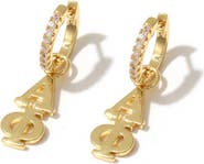 Color Shout Alpha Phi Greek Letter Huggie + Charm Earrings