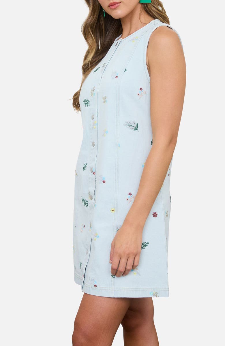 Blu Pepper Sleeveless Button Front Denim Dress, Alternate, color, Light Denim