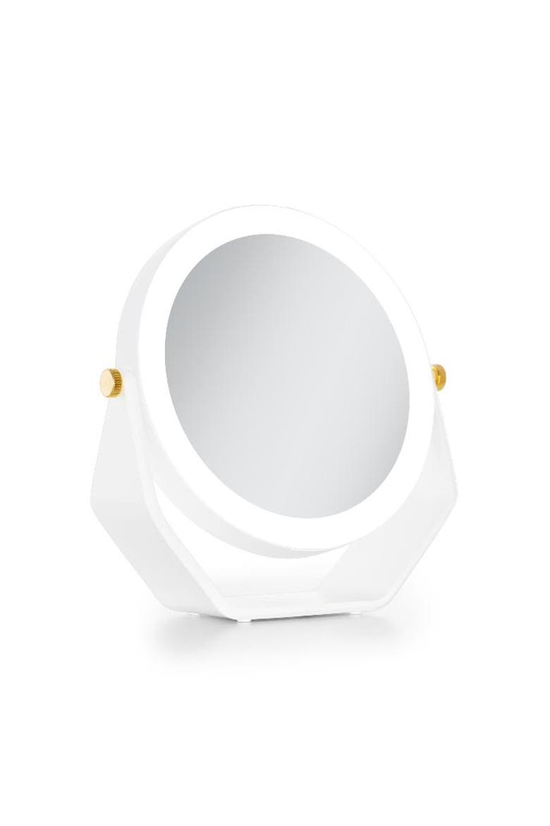 Lighted Makeup Mirror with 5X/1X Magnifications, Swivel & Battery, Alternate, color, White
