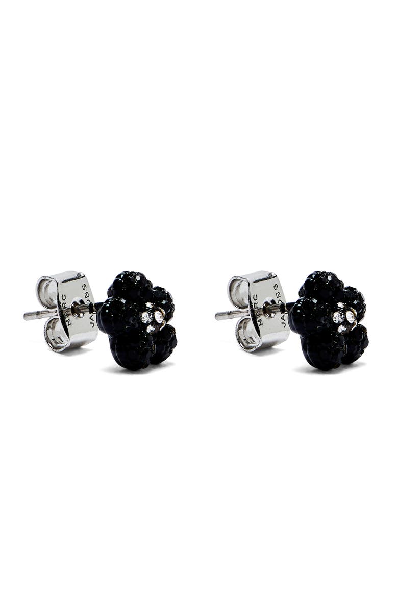 Marc Jacobs Daisy Pavé Micro Stud Earrings, Alternate, color, Black/Crystal