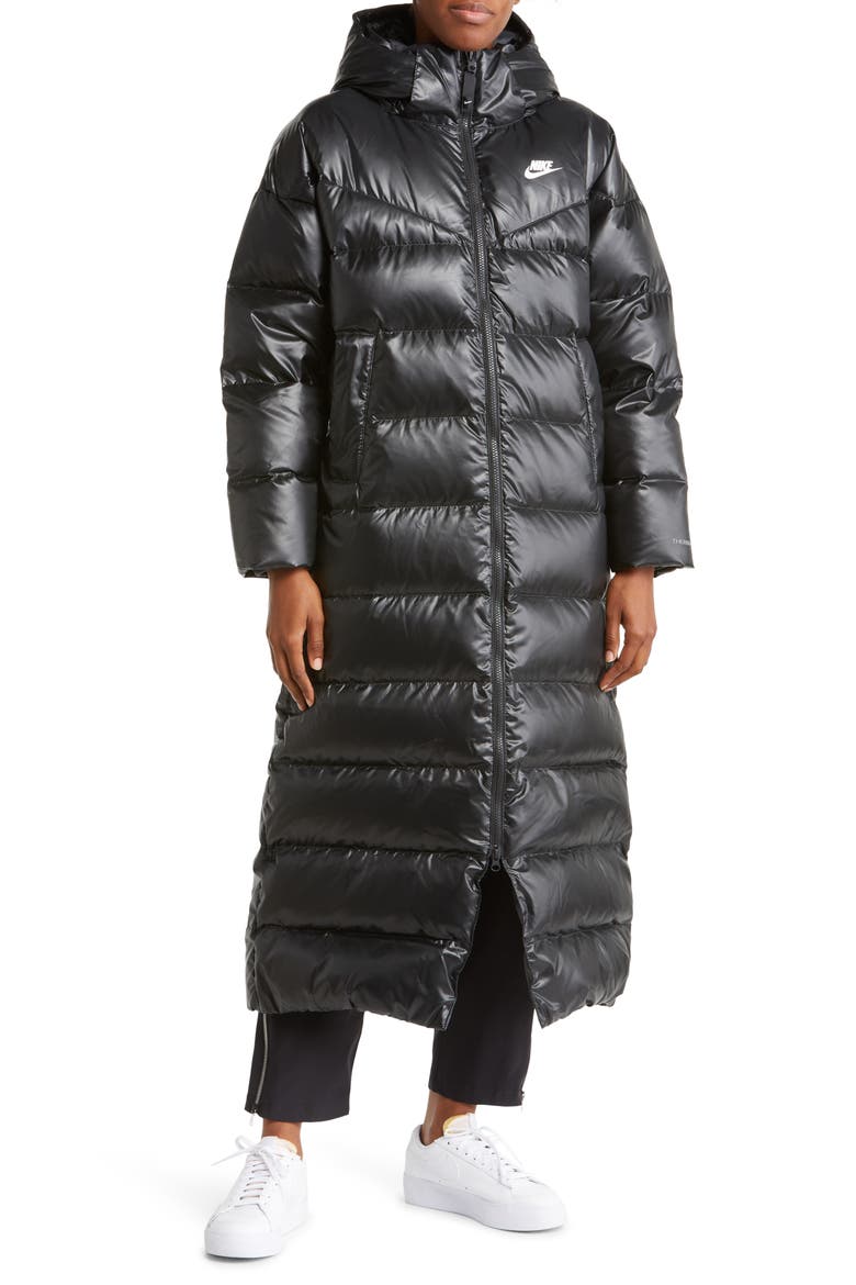 Sportswear City Quilted Longline Down Parka, Alternate, color, BLACK/ WHITE