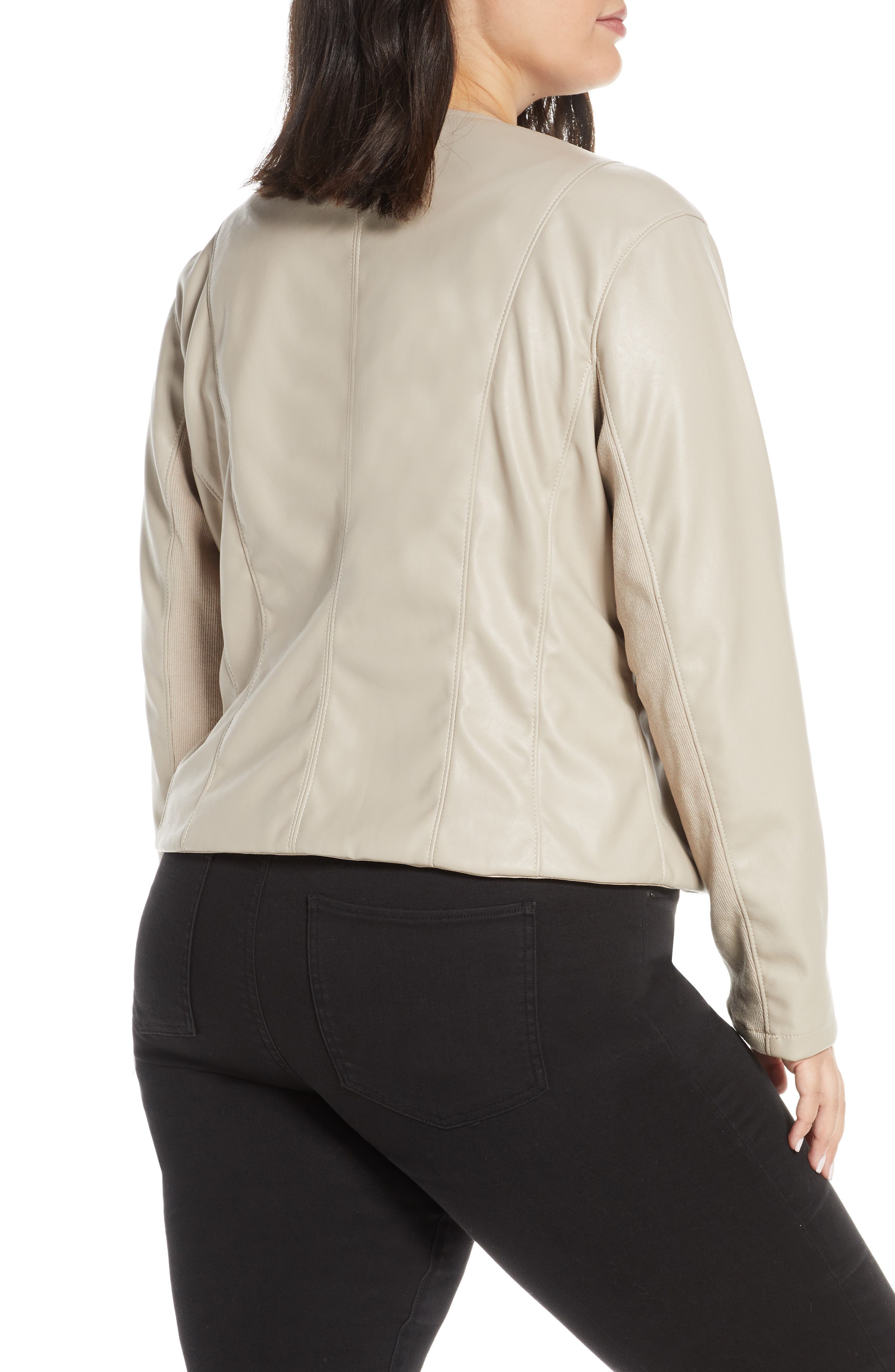 BLANKNYC Record Breaker Collarless Faux Leather Moto Jacket (Women ...