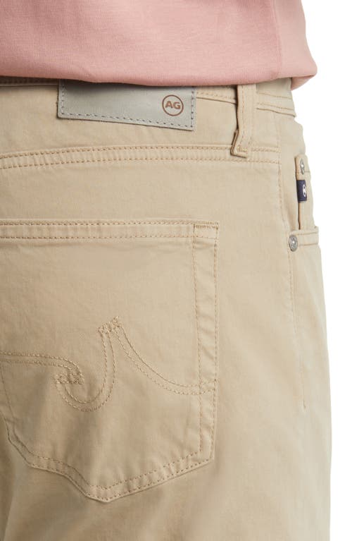 Ag Everett Sueded Stretch Sateen Straight Fit Pants In Neutral