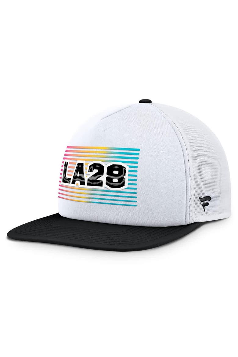 Men's Fanatics White/Black LA28 Summer Olympics On Deck A-Frame Trucker Adjustable Hat, Alternate, color, White