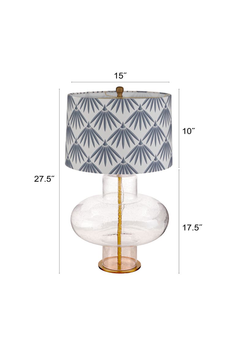 Glass & Linen Table Lamp with Metal Band Base, Alternate, color, Clear