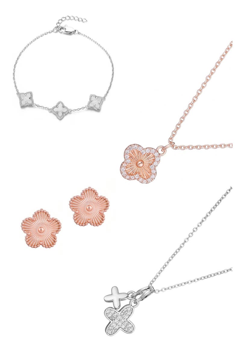 Set of 4 Necklaces, Bracelet & Earrings, Main, color, GOLD/ SILVER
